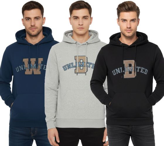 BLEND Men's Cotton Hoodie with UNLIMITED Logo 20717207 Black, Gray, or Blue