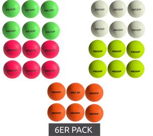 6er Sparpack SCOOP X-Treme Hockey Street-Balls mit Dimple-Design Hockeyball Sport-Ausrüstung Weiß, Grün, Pink, Gelb oder Orange