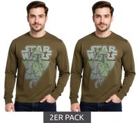 2-Pack RE:COVERED X STAR WARS Men's Long-Sleeve Shirt Mandalorian Print Cotton Sweater Crew Neck RCDIF2046 Khaki