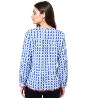 Blusa estiva da donna ZWILLINGSHERZ con motivo a gocce, in cotone a maniche lunghe 33217, rosa, verde o blu