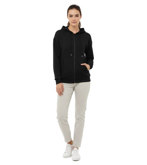 Sweat à capuche zippé ZWILLINGSHERZ pour femme avec poches, noir, réf. 46094-3