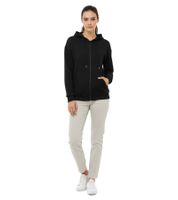 Sweat à capuche zippé ZWILLINGSHERZ pour femme avec poches, noir, réf. 46094-3