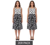 2-Pack Women's Summer Dress with Graphic Print, Sleeveless Cotton Midi Dress 948746 White/Black