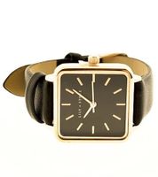 lilyandstone Women's Analog Quartz Watch with Leather Strap, Round or Square Case, Black/Rose Gold or Black/Gold