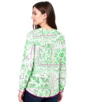 Chemisier en coton ZWILLINGSHERZ pour femme - Chemisier d'été à motif cachemire intégral 33214 Bleu/Rose/Blanc ou Vert/Rose/Blanc