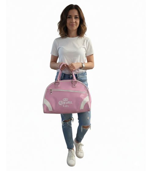 Corona Bier Bowling Bag Damen Handtasche Schulter-Tasche mit Logoschriftzug 38 x 26 x 14 cm Rosa