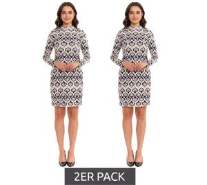 2-Pack Aniston CASUAL Women's Midi Dress with All-Over Print, Long-Sleeved Dress with Back Cutout 86478136 Green/Violet