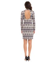 2-Pack Aniston CASUAL Women's Midi Dress with All-Over Print, Long-Sleeved Dress with Back Cutout 86478136 Green/Violet