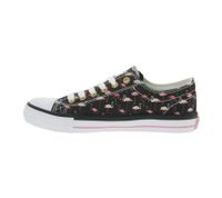 BRITISH KNIGHTS Master Lo Women's Low-Top Sneakers with Flamingo Print, Canvas Lace-Up Shoes B49-3721-01 Black