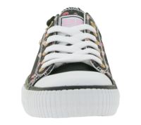 BRITISH KNIGHTS Master Lo Women's Low-Top Sneakers with Flamingo Print, Canvas Lace-Up Shoes B49-3721-01 Black