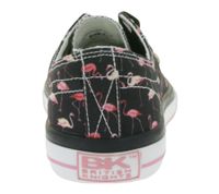 BRITISH KNIGHTS Master Lo Women's Low-Top Sneakers with Flamingo Print, Canvas Lace-Up Shoes B49-3721-01 Black