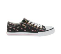 BRITISH KNIGHTS Master Lo Women's Low-Top Sneakers with Flamingo Print, Canvas Lace-Up Shoes B49-3721-01 Black