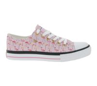 BRITISH KNIGHTS Master Lo Women's Low-Top Sneakers with Flamingo Print Lace-Up Canvas Shoes B49-3721-02 White