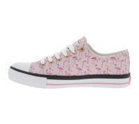 BRITISH KNIGHTS Master Lo Women's Low-Top Sneakers with Flamingo Print Lace-Up Canvas Shoes B49-3721-02 White