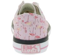 BRITISH KNIGHTS Master Lo Women's Low-Top Sneakers with Flamingo Print Lace-Up Canvas Shoes B49-3721-02 White