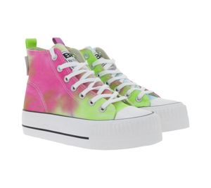 BRITISH KNIGHTS Kaya Mid Women's Mid-Top Canvas Sneakers with Reinforced Toe Lace-Up Shoes B49-3712-04 Pink/Multicolor