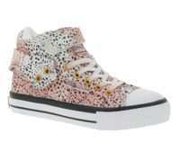 BRITISH KNIGHTS Roco Kinder Mid-Top Sneaker Schnür-Schuhe mit hoch- oder umklappbaren Schaft Teenager Mädchen B49-3726C-02 Weiß/Pink/Schwarz