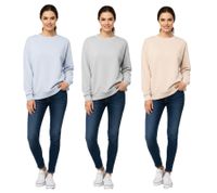 ZWILLINGSHERZ Women's Sweater, Simple Winter Pullover with Crew Neck, 46092, Gray, Beige, or Light Blue