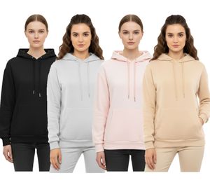 ZWILLINGSHERZ Hoodie Damen Sweat-Pullover Kapuzenpullover mit Tasche 46093 Rosa, Grau, Beige oder Schwarz