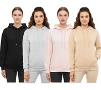 ZWILLINGSHERZ Hoodie Damen Sweat-Pullover Kapuzenpullover mit Tasche 46093 Rosa, Grau, Beige oder Schwarz