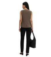 asymmetrische Damen Long-Weste mit Druckknöpfen mit Twillstruktur 911679 Oliv-Grün