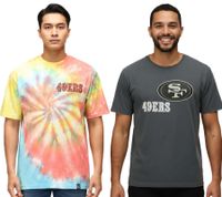 RE:COVERED X NFL San Francisco 49érs Herren T-Shirt mit Print Baumwoll-Shirt Rundhals-Shirt RCNFL13 Bunt Batik oder Grau