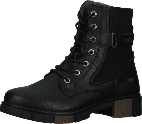Stivaletti sportivi MUSTANG, scarpe con lacci da donna 1443-502-9 Nero