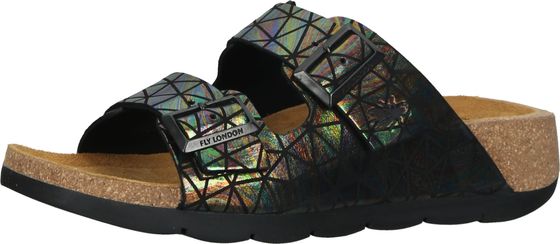 Mules da donna alla moda FLY London, scarpe slip-on P144721 011 Nero