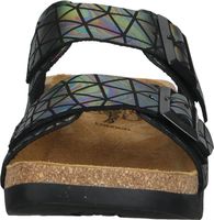 Mules da donna alla moda FLY London, scarpe slip-on P144721 011 Nero