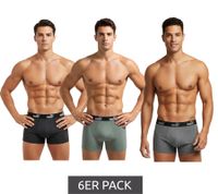 6er Pack PUMA Basic Boxer Herren Boxer-Shorts Baumwoll-Unterhose Unterwäsche 100003547 001 Schwarz/Grau-meliert/Grün