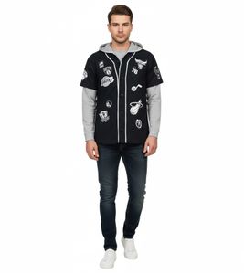 Hollister X NBA Herren Hoodie-Jacke mit Team-Logos Baumwoll-Jacke im Layer-Look 325-259-2631-900 Schwarz/Grau