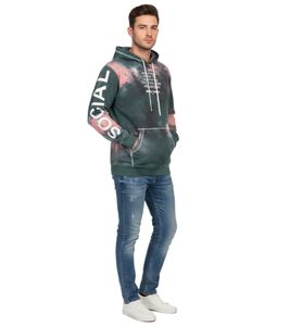 Hollister X Social Tourist Men's Hoodie, Cotton Pullover with Tie-Dye Print, Oversized, 365-352-0002-208, Green/Pink
