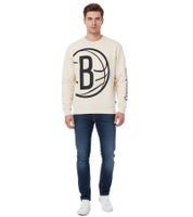 Hollister X NBA Brooklyn Nets Herren Sweatshirt Baumwoll-Sweater mit Brooklyn Nets Logo Langarm-Shirt 322-224-0042-178 Beige