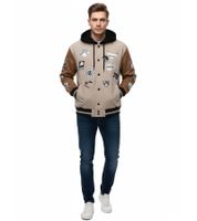 Hollister X NBA Herren College-Jacke mit NBA Team-Logos Übergangs-Jacke Herbst-Jacke 322-222-0804-405 Beige