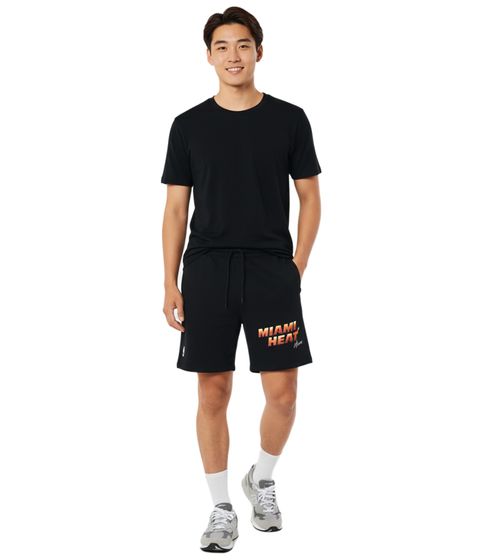 Hollister X NBA Miami Heat Sweat-Shorts mit Logo-Schriftzug Sport-Hose Baumwoll-Hose 328-278-0221-901 Schwarz