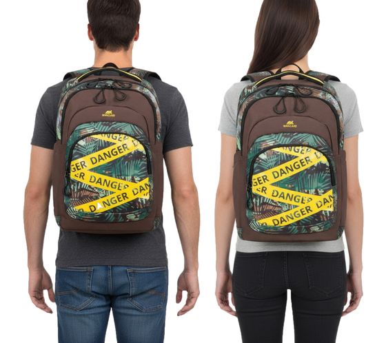 Rivacase Erebus Urban Rucksack mit 15,6" Laptopfach Alltags-Rucksack City-Rucksack 30L 5461 JN Braun/Grün