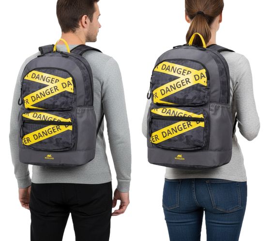 Rivacase Erebus Urban Rucksack mit 13,3" Laptopfach Alltags-Rucksack City-Rucksack 14L 5421 GR Grau/Camouflage