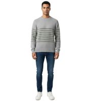 Elegante maglione a righe da uomo ESPRIT, girocollo, in cotone, grigio