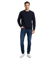 Pull en maille ESPRIT pour homme, col rond, 100 % coton, bleu foncé