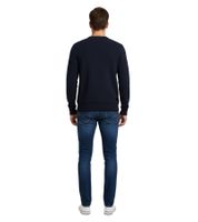 Pull en maille ESPRIT pour homme, col rond, 100 % coton, bleu foncé
