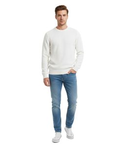 Semplice maglione girocollo ESPRIT da uomo, pullover in cotone, bianco
