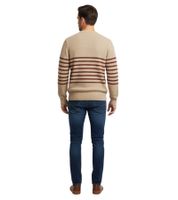 Pull rayé ESPRIT pour homme, col rond, 100 % coton, beige