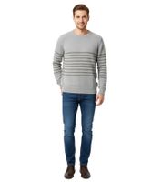 Pull rayé ESPRIT pour homme, col rond, 100 % coton, gris