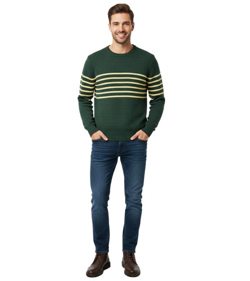 Elegante maglione a righe da uomo ESPRIT, girocollo, pullover in cotone, verde