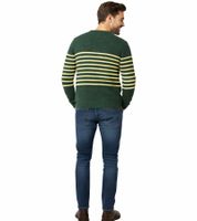 Stylischer ESPRIT Herren Strick-Pullover mit Streifen Rundhals-Sweater Baumwoll-Pullover Grün