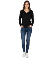 Stylish Women's V-Neck Knit Sweater in Premium Cotton, 133-005, Black