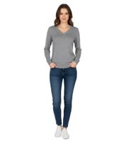 Stylish Women's V-Neck Knit Sweater in Premium Cotton, 133-015 Gray