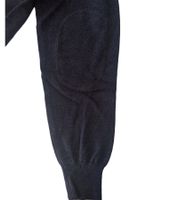 Modischer Damen Strick-Pullover mit Ton in Ton-Ellenbogen-Stoffpatches Merinowolle 134-034 Dunkelblau