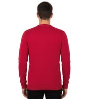 Pull col V homme en maille, coton premium, rouge (143-002)