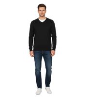 Stylischer Herren Strick-Pullover mit V-Ausschnitt Premium-Baumwolle 143-005 Schwarz